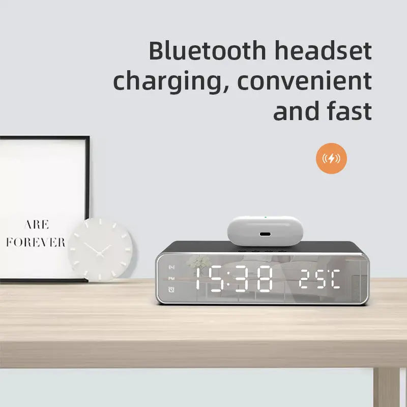 Electric Wireless Phone Charger, Clock, HD Thermometer, Mirror, Clock with Charger Edelduft