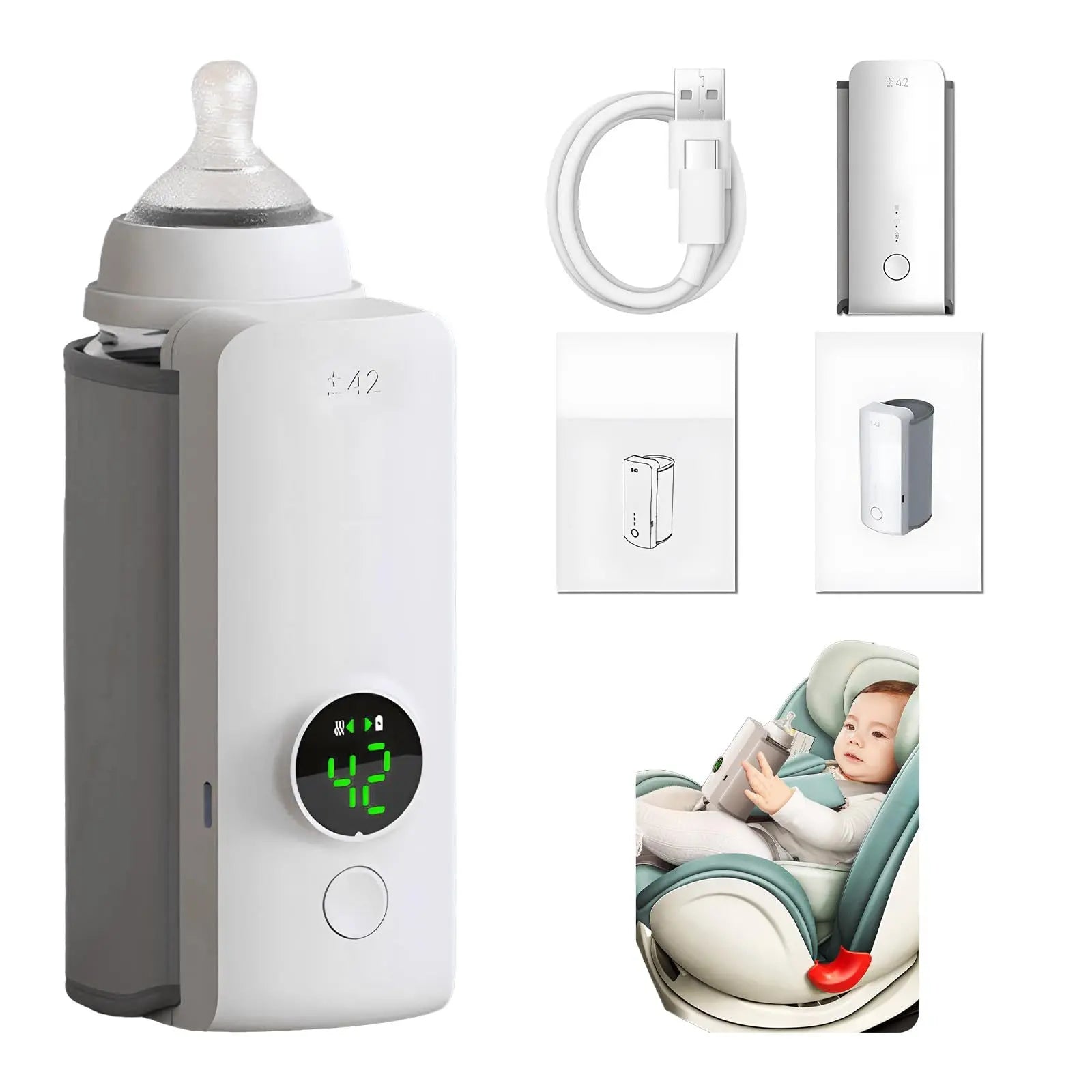 Portable Wireless Rechargeable Baby Bottle Warmer USB Charging And Heating Bag Portable Constant Temperature Milk Warmer Universal Bottle Insulation Sleeve Edelduft